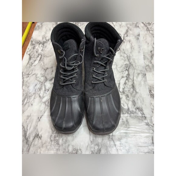 Sperry Black grey Wool Blend Duck Boots lace up casual size 10.5 main image 4